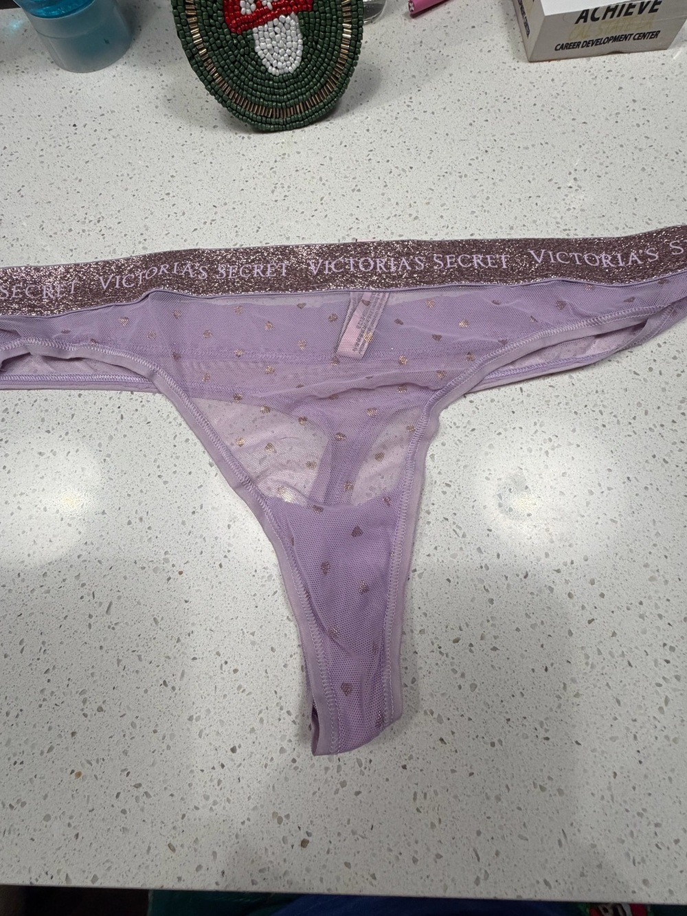 Victoria's Secret Lavender Sheer Gold-Heart Thong